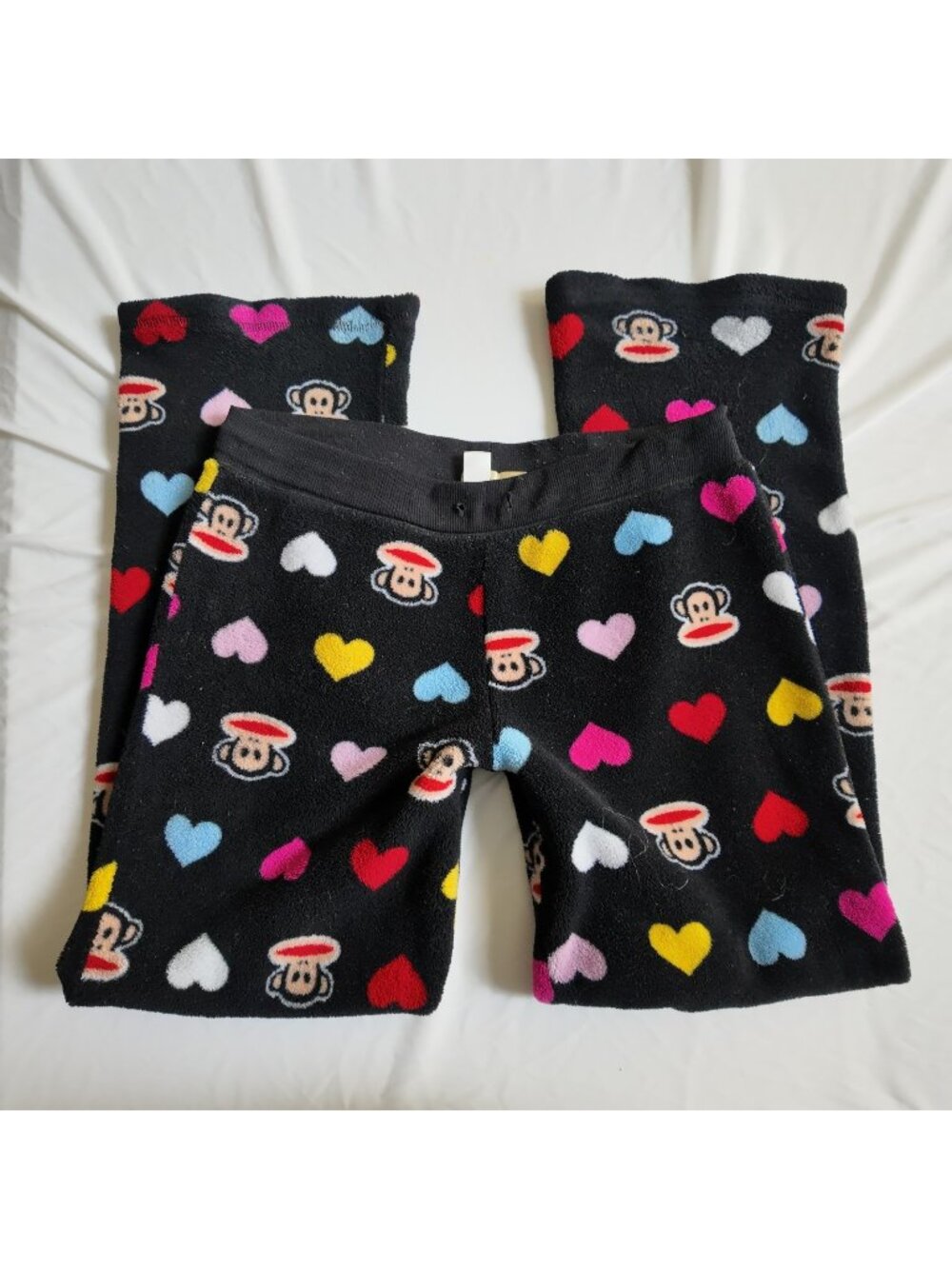 Paul Frank Pajama Pants Hearts Julius Monkey Y2K Fleece Black Size M